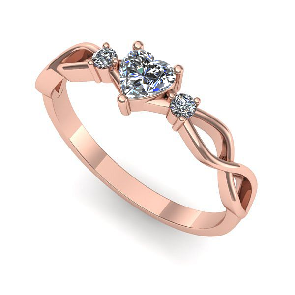 Inel de logodna din aur roz cu diamant