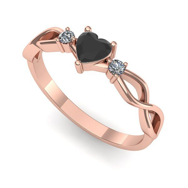 Inel din aur roz cu diamant negru