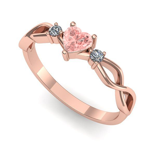 Inel de logodna din aur roz cu diamant de laborator roz