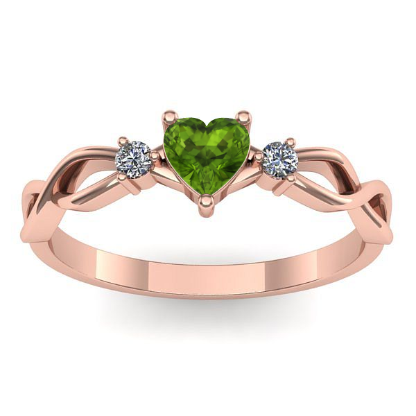 Inel de logodna cu peridot inima