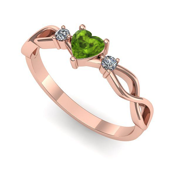 Inel din aur roz cu peridot