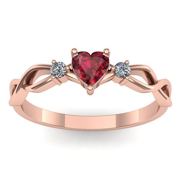 Inel de logodna cu rubin inima