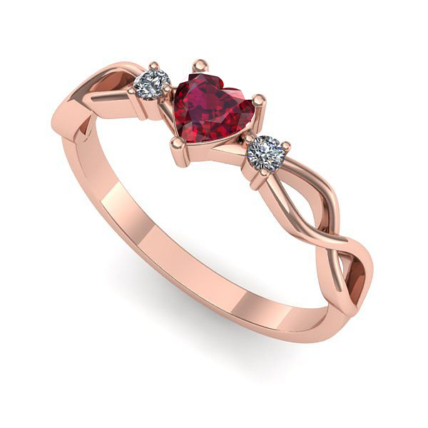 Inel de logodna din aur roz cu rubin