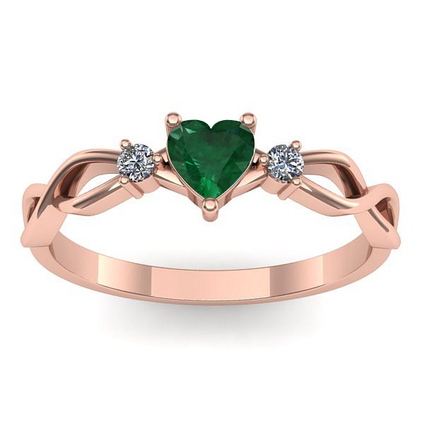 Inel de logodna cu smarald inima