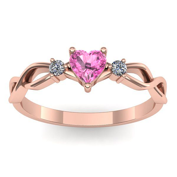 Inel logodna cu safir roz inima