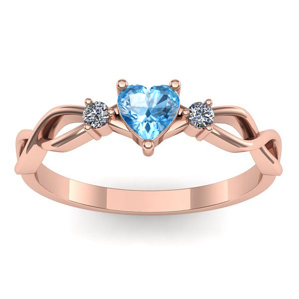 Inel de logodna cu topaz blue inima