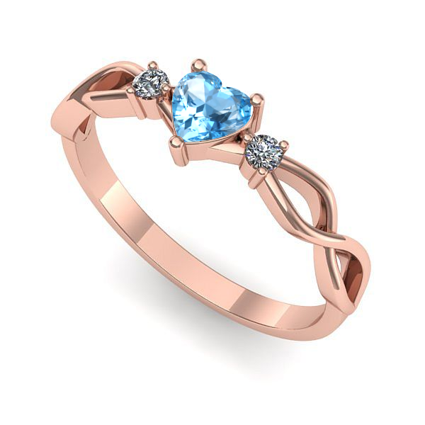 Inel din aur roz cu topaz blue