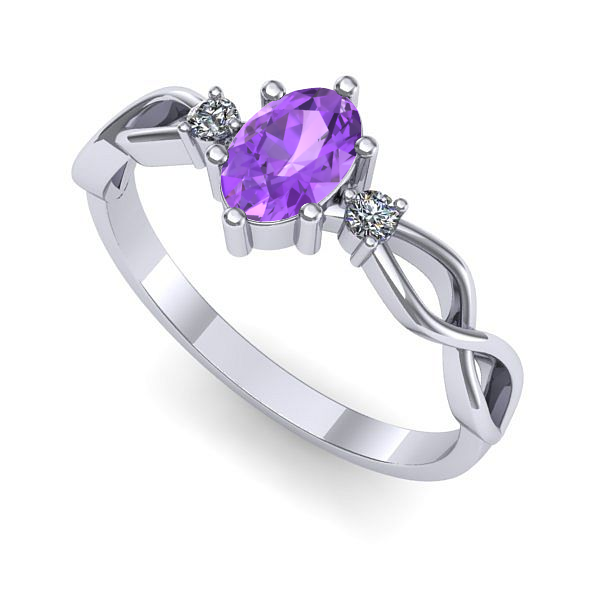 Inel de logodna din aur alb cu ametist