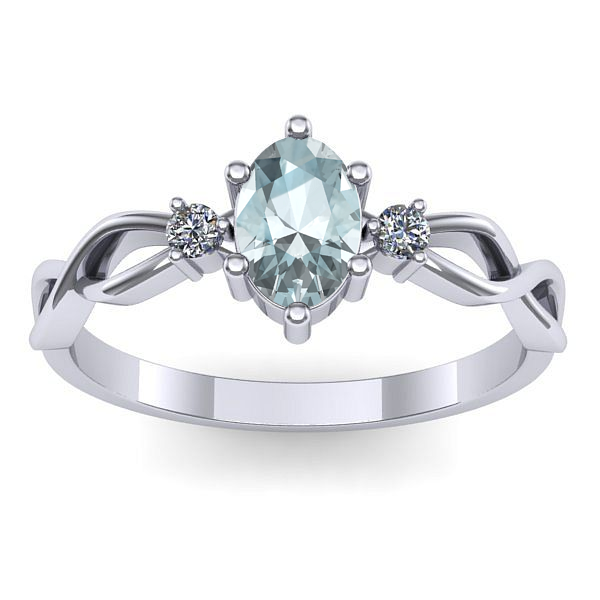 Inel cu aquamarin oval