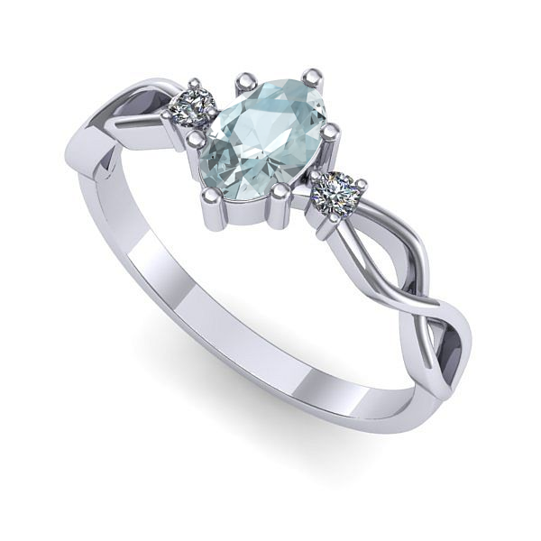 Inel din aur alb cu aquamarin