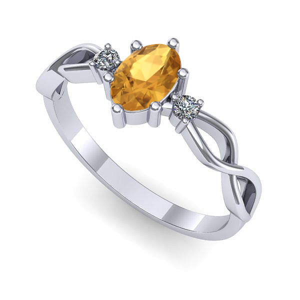 Inel de logodna din aur alb cu citrin