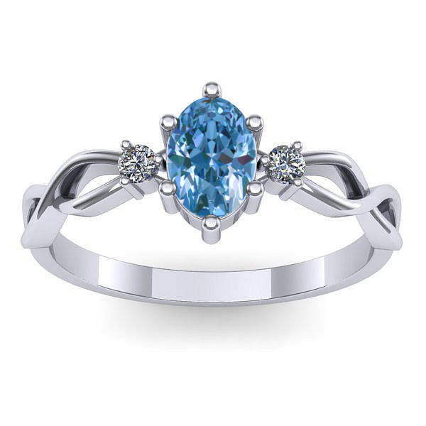 Inel cu diamant de laborator albastru oval