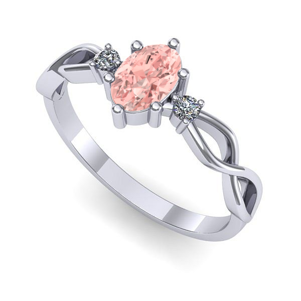 Inel logodna din aur alb cu diamant de laborator roz