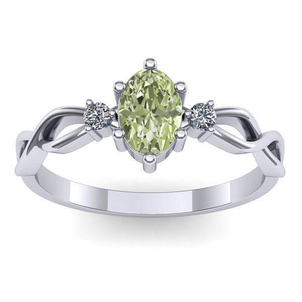 Inel logodna cu diamant de laborator verde oval