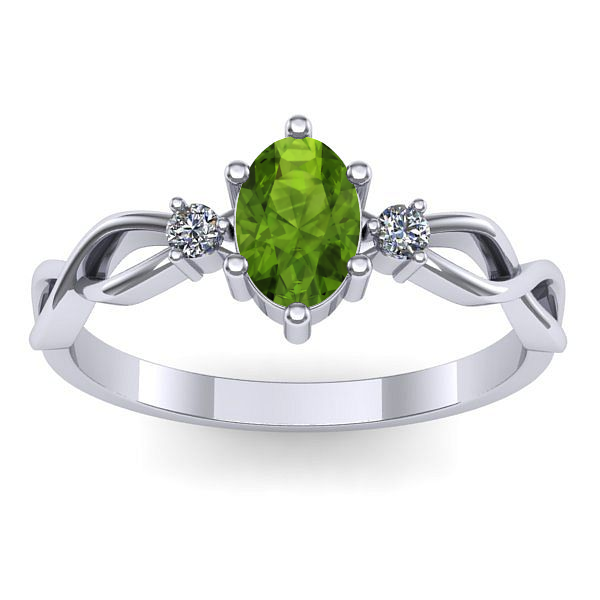 Inel de logodna cu peridot oval