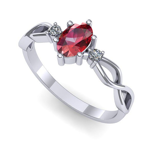 Inel logodna din aur alb cu rubin