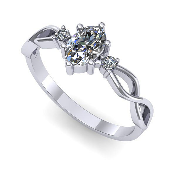 Inel din aur alb cu safir alb