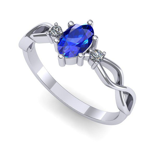 Inel de logodna din aur alb cu safir