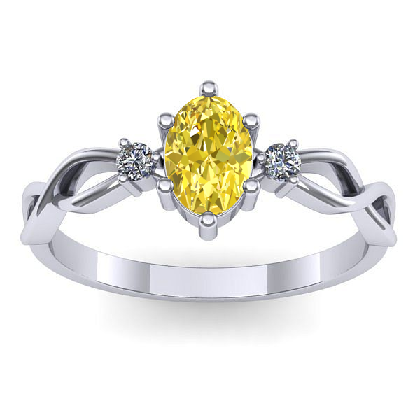 Inel cu safir galben oval