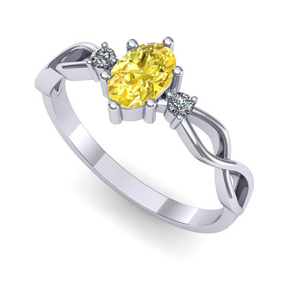 Inel din aur alb cu safir galben