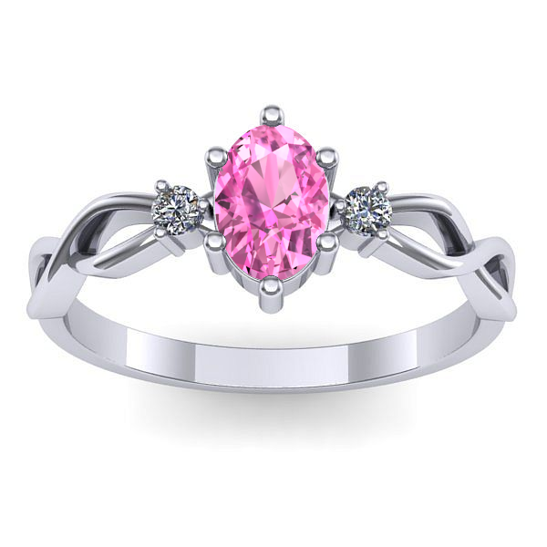 Inel logodna cu safir roz oval