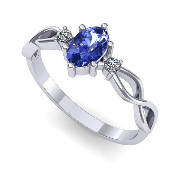 Inel logodna din aur alb cu tanzanit