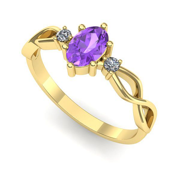 Inel de logodna din aur galben cu ametist