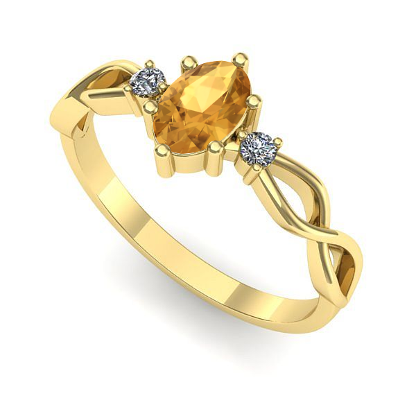 Inel logodna din aur galben cu citrin