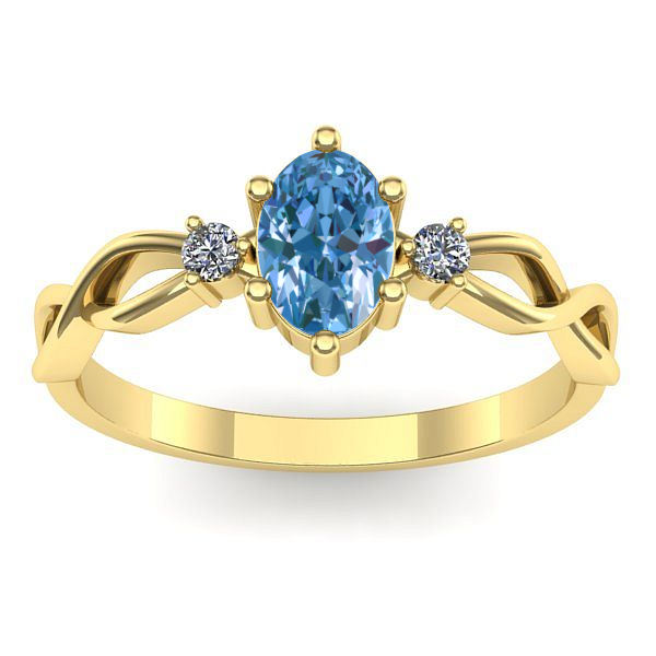 Inel cu diamant de laborator albastru oval