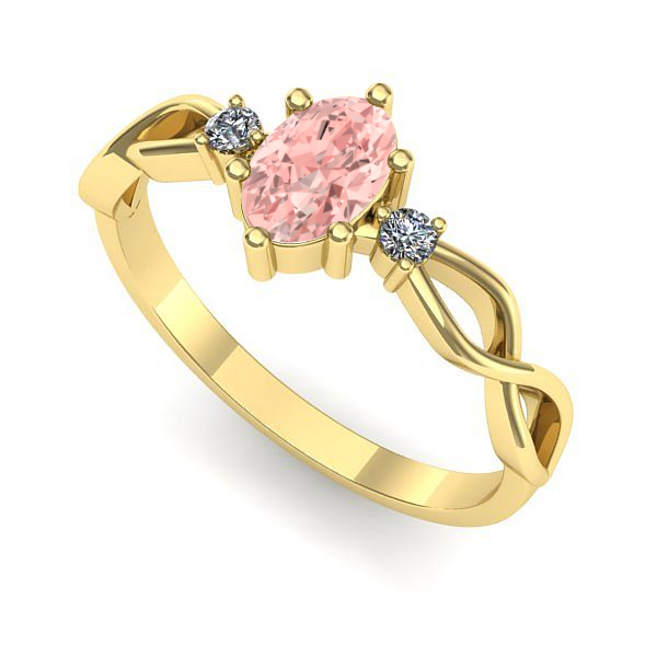 Inel din aur galben cu diamant de laborator roz