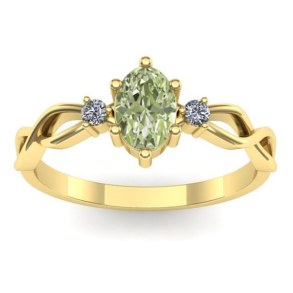 Inel de logodna cu diamant de laborator verde oval