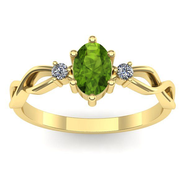 Inel de logodna cu peridot oval