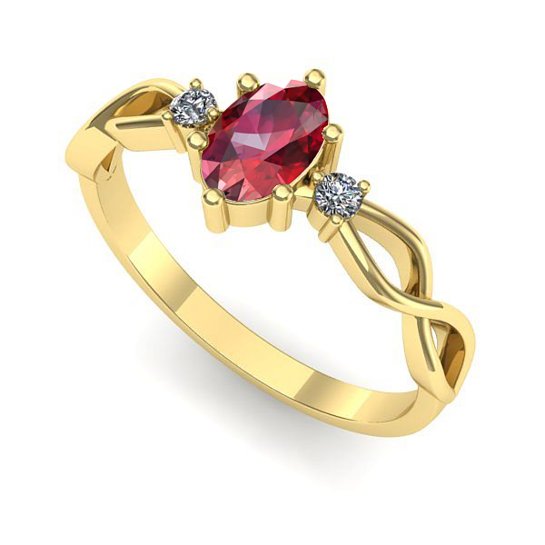 Inel logodna din aur galben cu rubin