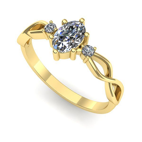 Inel de logodna din aur galben cu safir alb