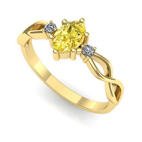 Inel de logodna din aur galben cu safir galben