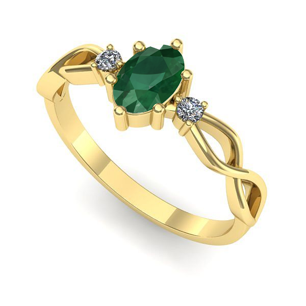 Inel de logodna din aur galben cu smarald