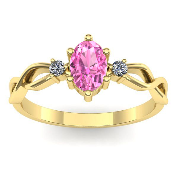 Inel logodna cu safir roz oval