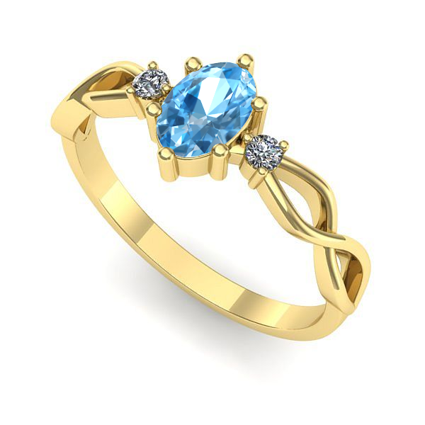 Inel de logodna din aur galben cu topaz blue