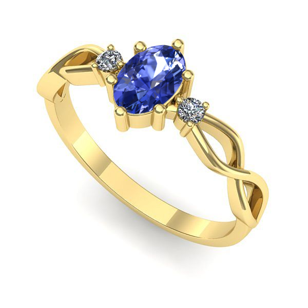 Inel de logodna din aur galben cu tanzanit