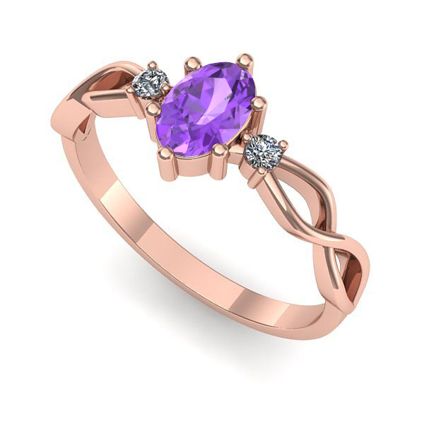 Inel din aur roz cu ametist