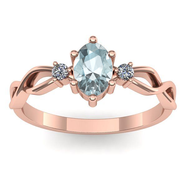 Inel logodna cu aquamarin oval