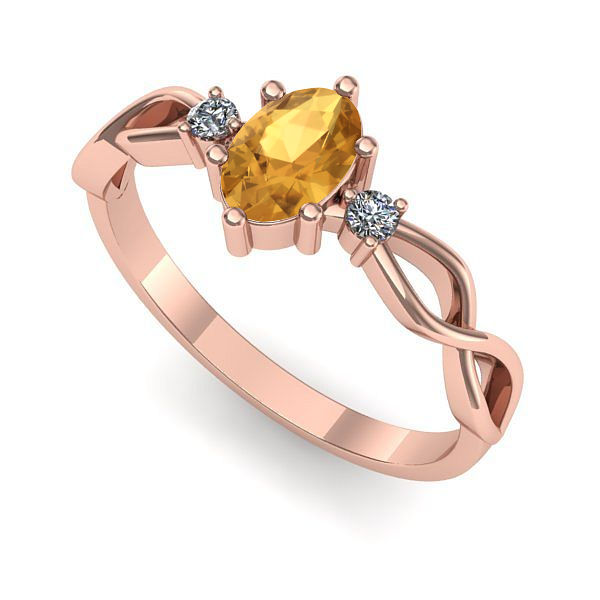 Inel logodna din aur roz cu citrin