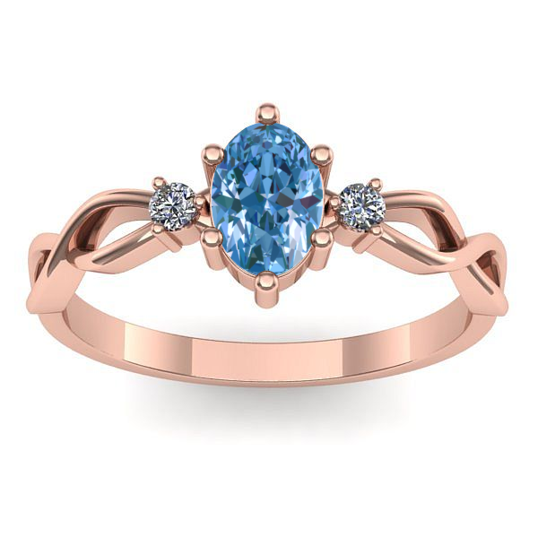 Inel cu diamant de laborator albastru oval