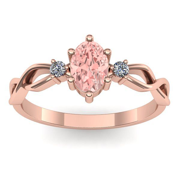 Inel cu diamant de laborator roz oval