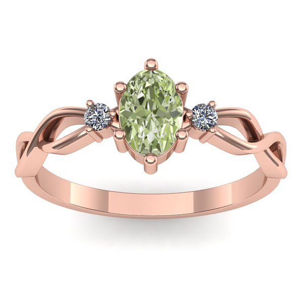 Inel logodna cu diamant de laborator verde oval
