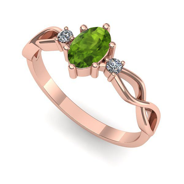 Inel de logodna din aur roz cu peridot