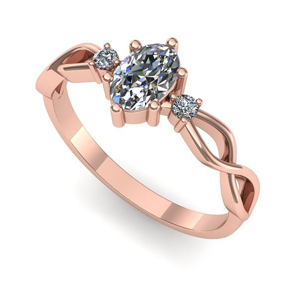 Inel din aur roz cu safir alb