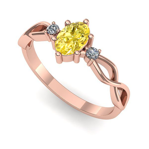 Inel din aur roz cu safir galben