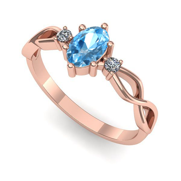 Inel de logodna din aur roz cu topaz blue