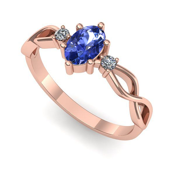 Inel logodna din aur roz cu tanzanit